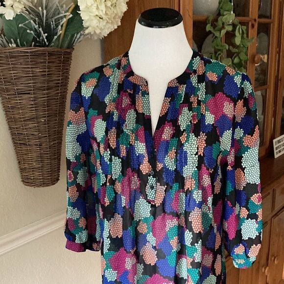 H & M Sheer Honeycomb Print Long Line Tunic Women’s Size 12 - Picture 2 of 11